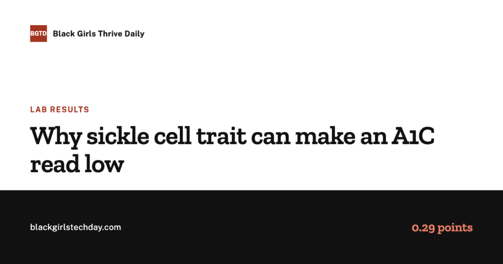 Cover card reading: why sickle cell trait can make an A1C read low, a difference of 0.29 points.