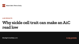 Cover card reading: why sickle cell trait can make an A1C read low, a difference of 0.29 points.