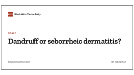 Cover card reading: dandruff or seborrheic dermatitis, on natural hair.