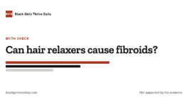 Cover card reading: can hair relaxers cause fibroids, not supported by the evidence.